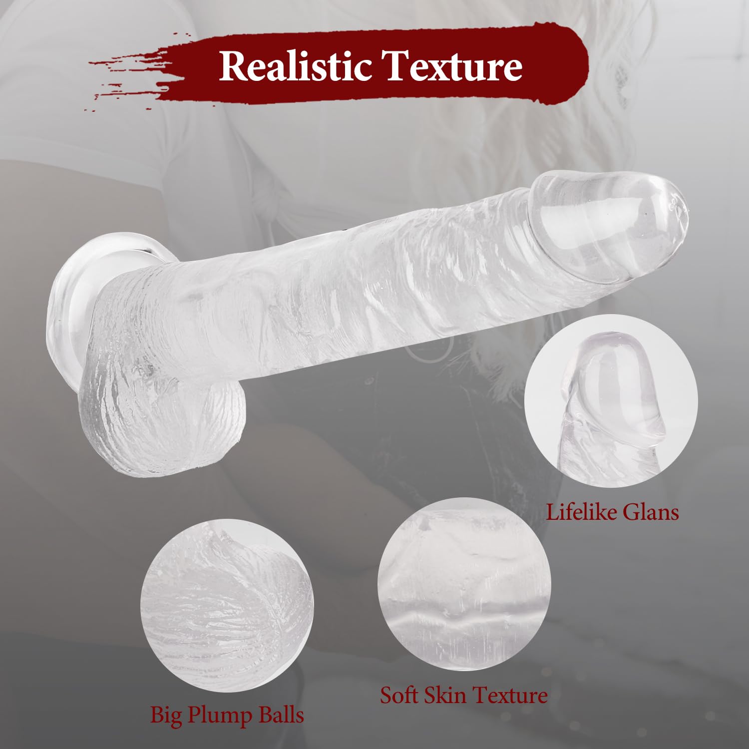 Big Dildo, 11.61 Inch Clear Dildos Lifelike Skin-Touching Feeling, Soft Dildo with Strong Suction Cup, Big Size G-spot Penis Sex Toys for Advanced Women and Men Players
