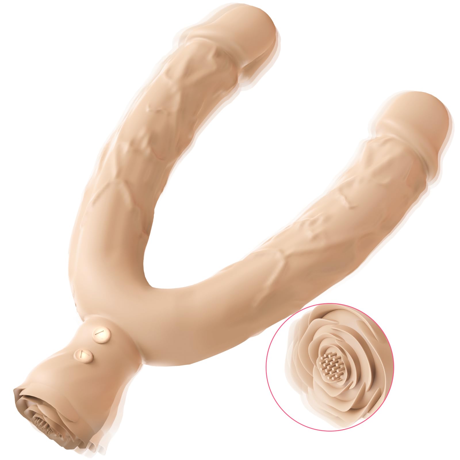 Double Dildo Lesbian Sex Toys 3 in 1 Realistic Dildo for 10 Vibrating Modes, Adult Sex Toy for Stimulation with G Spot Anal Prostate Strapless Realistic Silicone Massager for Men Women Games