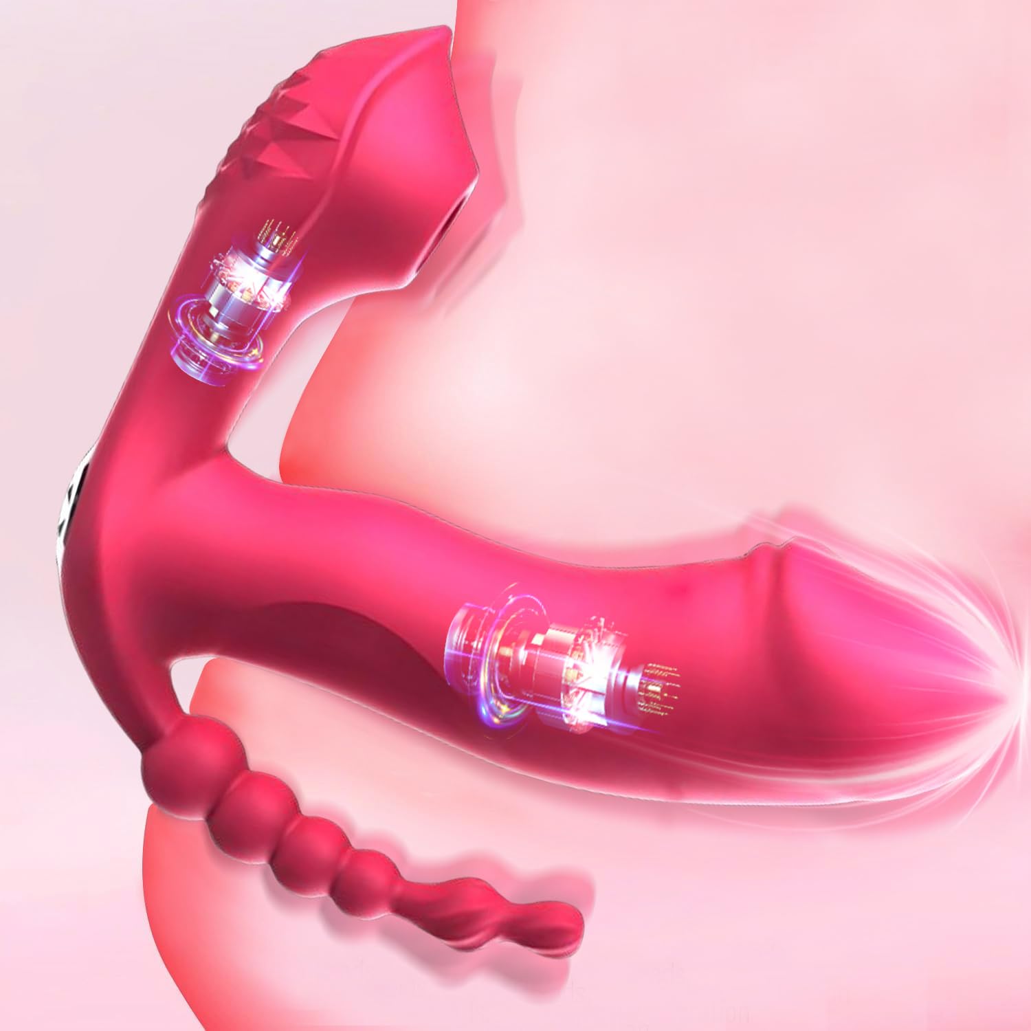 Newly Sitting and Riding Toys Adult Tools for Women 7 Powerful Modes Realistic Silicone Waterproof Slant Hole Charging Play Thrusting Games Flexible Sensory Toys for Couples, WA2604TA2908 (Red)