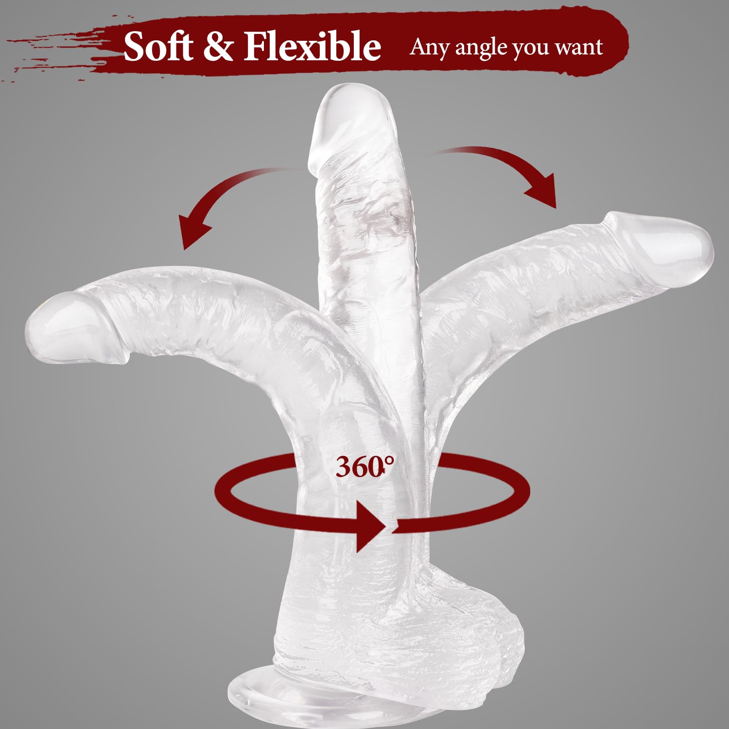 Big Dildo, 11.61 Inch Clear Dildos Lifelike Skin-Touching Feeling, Soft Dildo with Strong Suction Cup, Big Size G-spot Penis Sex Toys for Advanced Women and Men Players