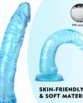 Realistic Dildo 9.4” Blue Dildo Sex Toys with Suction Cup for Hands-Free Play, Thick Penis Suitable for Women/Men/Gay/Couples with Thin and Slim Poke can be Use for G spot and Anal