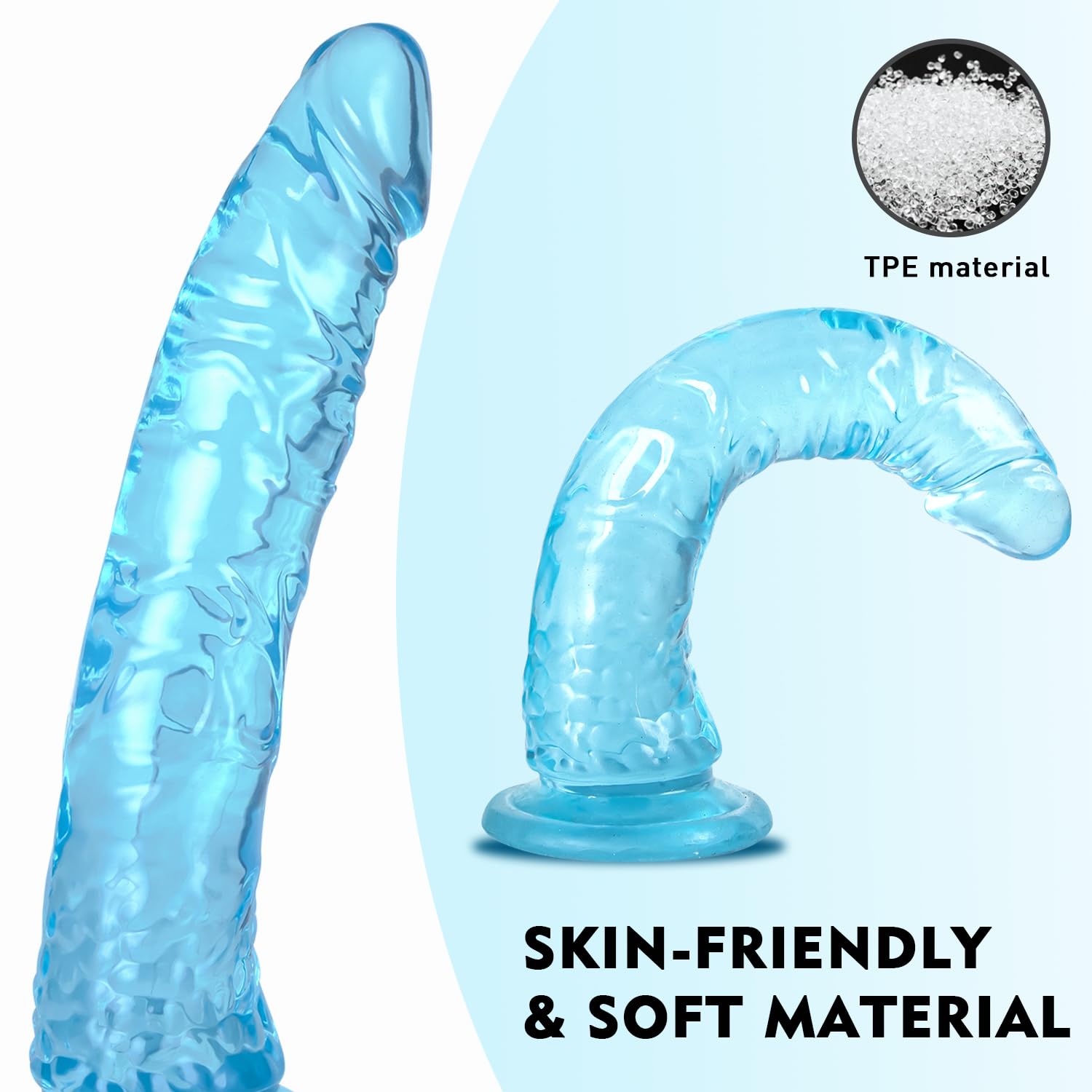 Realistic Dildo 9.4'' Blue Dildo Sex Toys with Suction Cup for Hands-Free Play, Thick Penis Suitable for Women/Men/Gay/Couples with Thin and Slim Poke can be Use for G spot and Anal