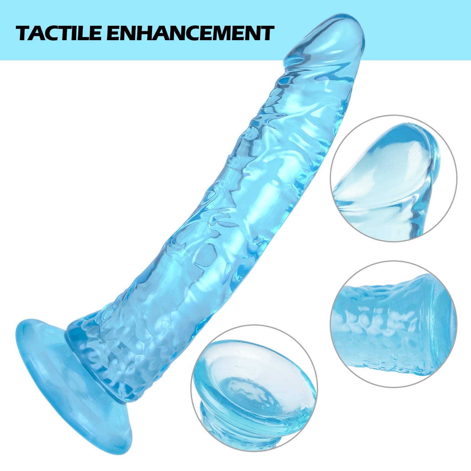 Realistic Dildo 9.4'' Blue Dildo Sex Toys with Suction Cup for Hands-Free Play, Thick Penis Suitable for Women/Men/Gay/Couples with Thin and Slim Poke can be Use for G spot and Anal