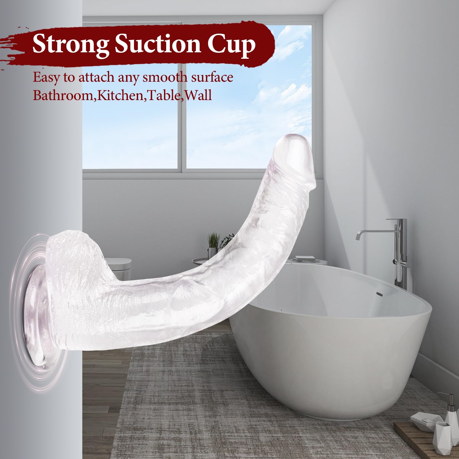 Big Dildo, 11.61 Inch Clear Dildos Lifelike Skin-Touching Feeling, Soft Dildo with Strong Suction Cup, Big Size G-spot Penis Sex Toys for Advanced Women and Men Players
