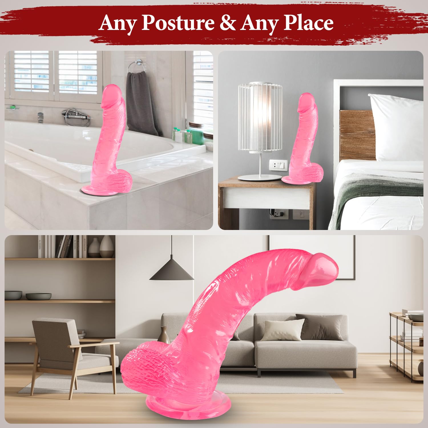 10 Inch Pink Dildo Big Dildos, Soft Realistic Huge Dildo with Strong Suction Cup for Hands-Free and Anal Play, Big G-spot Dildo Anal Sex Toys for Women and Couple