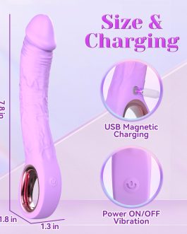 G Spot Dildo Vibrator Adult Sex Toys, 7.8 Inch Realistic Dildo Vibrator for Women and Couples, 10 Powerful Vibration Soft Dildos Adult Toys Consoladores for Clitoral Stimulation(Purple)