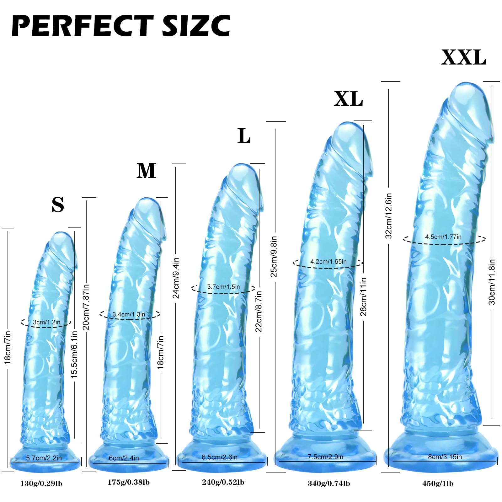 Realistic Dildo 9.4'' Blue Dildo Sex Toys with Suction Cup for Hands-Free Play, Thick Penis Suitable for Women/Men/Gay/Couples with Thin and Slim Poke can be Use for G spot and Anal