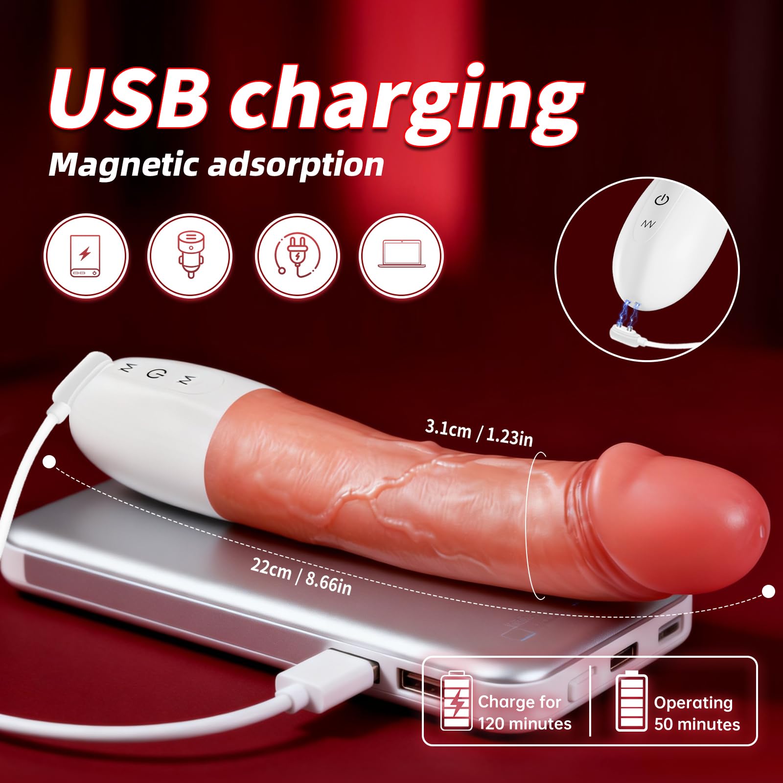 Realistic Vibrating Dildo, 8.4 Inch G Spot Vibrator, Skin Tone