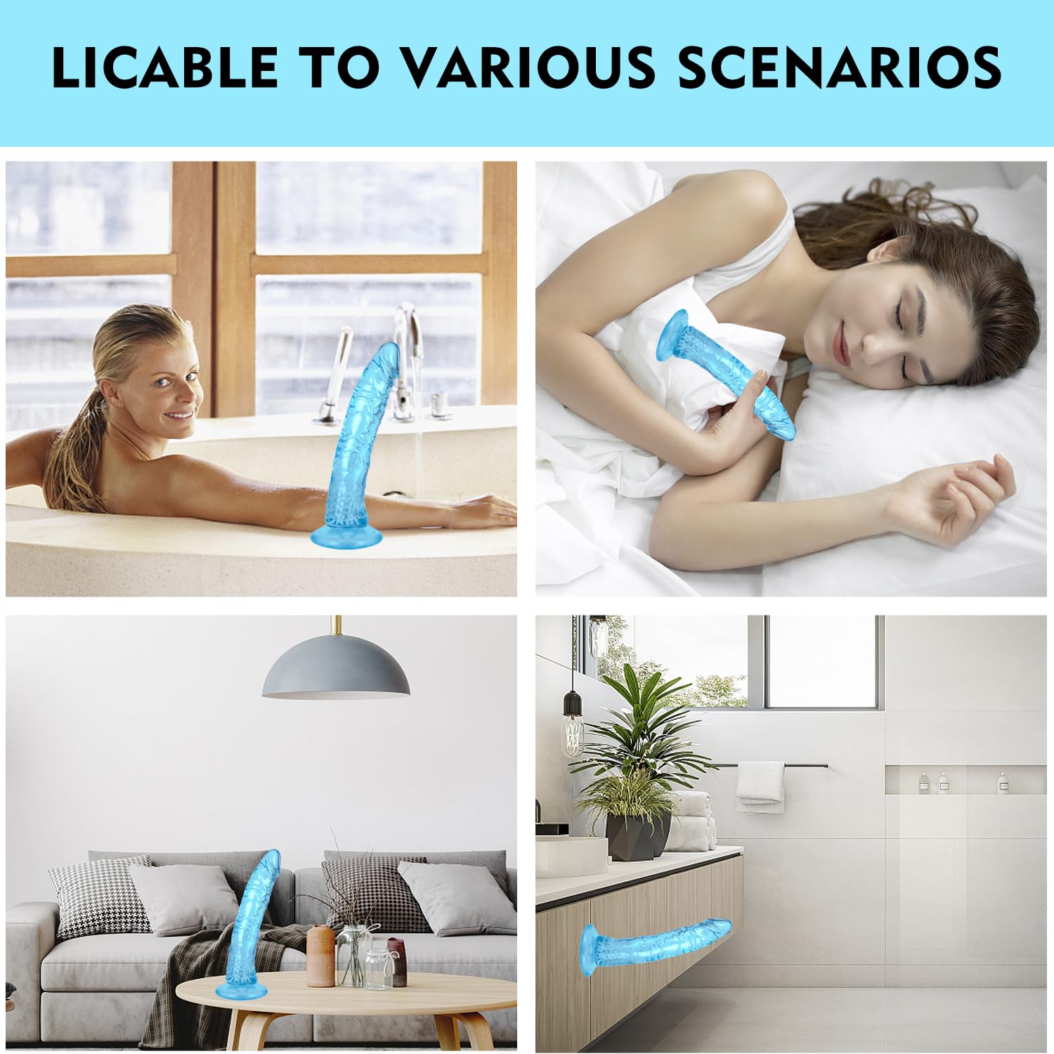 Realistic Dildo 9.4'' Blue Dildo Sex Toys with Suction Cup for Hands-Free Play, Thick Penis Suitable for Women/Men/Gay/Couples with Thin and Slim Poke can be Use for G spot and Anal