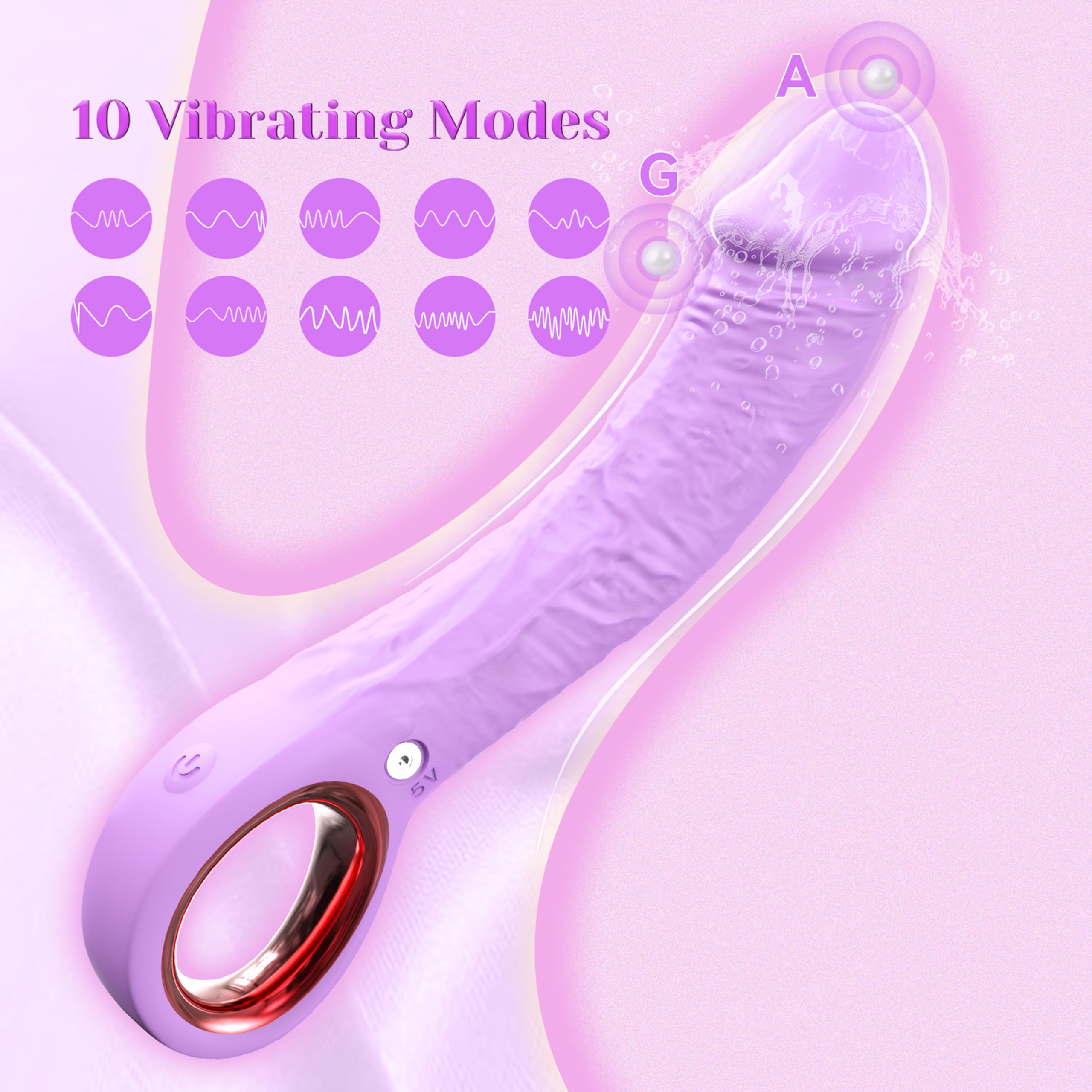 G Spot Dildo Vibrator Adult Sex Toys, 7.8 Inch Realistic Dildo Vibrator for Women and Couples, 10 Powerful Vibration Soft Dildos Adult Toys Consoladores for Clitoral Stimulation(Purple)