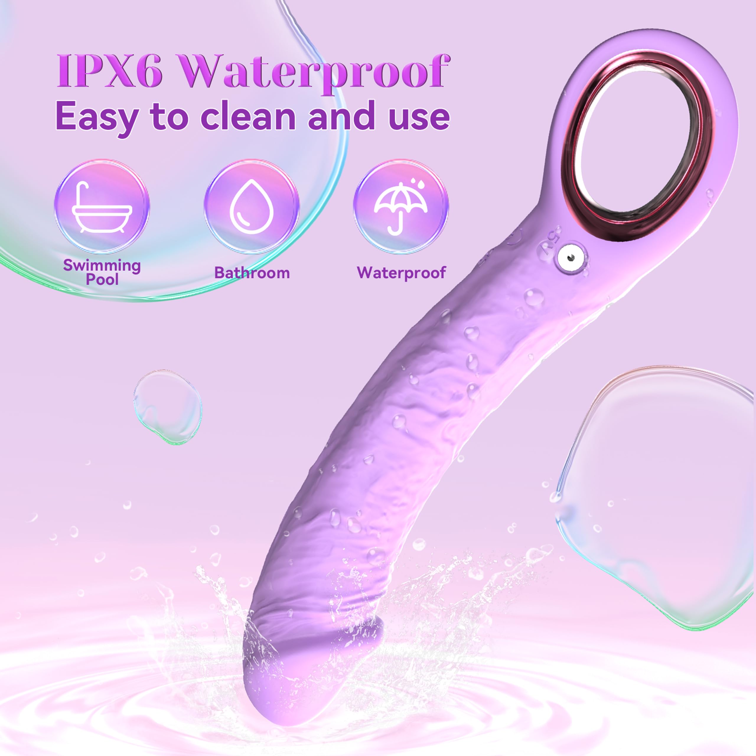 G Spot Dildo Vibrator Adult Sex Toys, 7.8 Inch Realistic Dildo Vibrator for Women and Couples, 10 Powerful Vibration Soft Dildos Adult Toys Consoladores for Clitoral Stimulation(Purple)