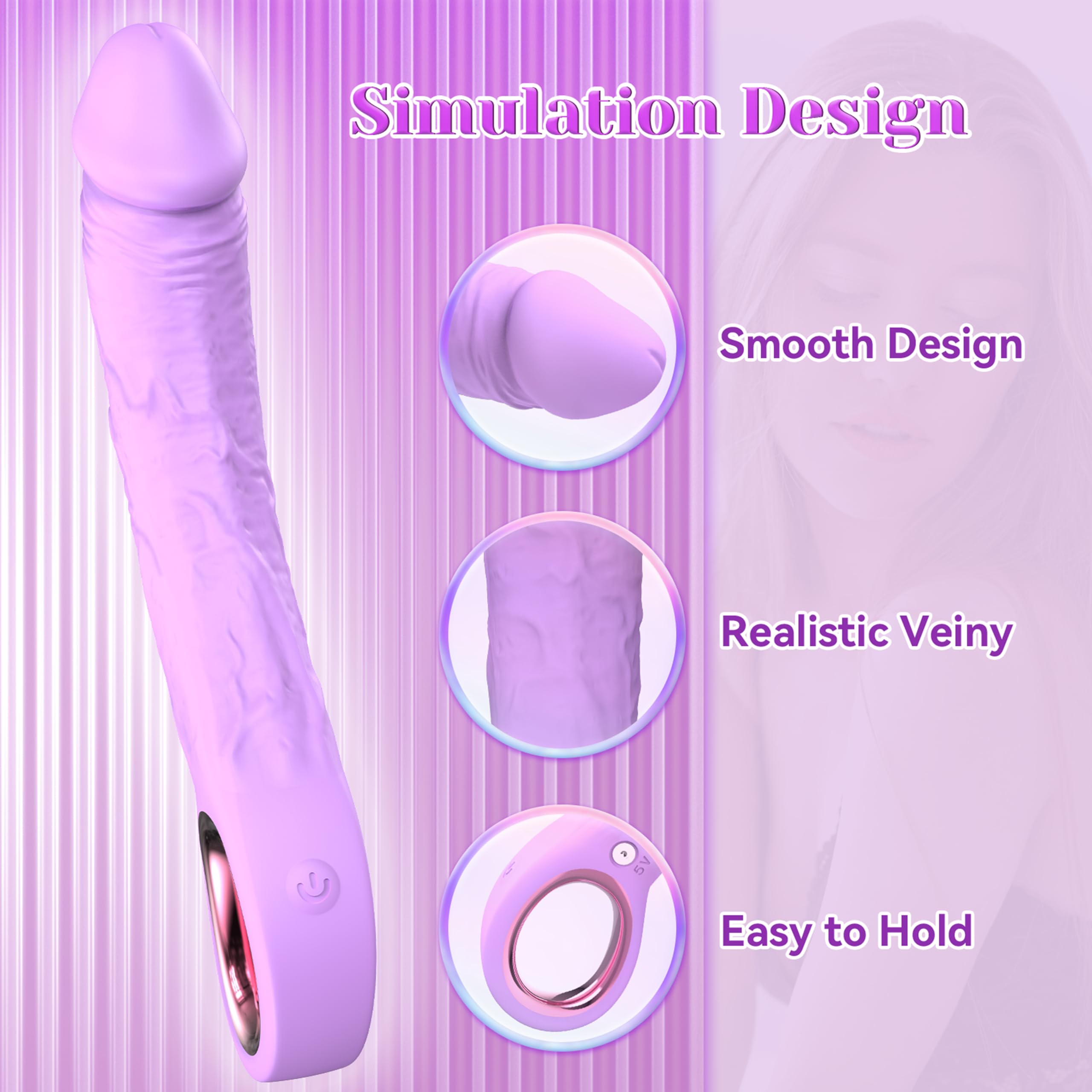 G Spot Dildo Vibrator Adult Sex Toys, 7.8 Inch Realistic Dildo Vibrator for Women and Couples, 10 Powerful Vibration Soft Dildos Adult Toys Consoladores for Clitoral Stimulation(Purple)
