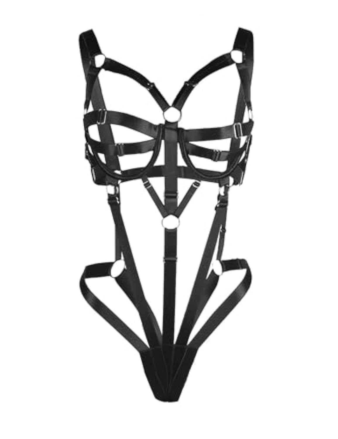 Womens Strappy Lingerie Sexy Black Bondage Bodysuit Teddy Naughty Strappy Cross Lingerie for Women