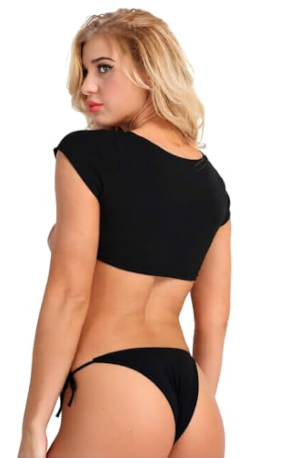 Sexy Lingerir Set for Women Yes Daddy Short Sleeve Crop Top Tie Side Panties Mini T-Shirts Cotton Vest Tank Bra