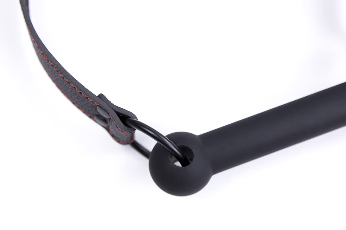 CLROY® Leather Bondage Toys Faux Leather Open Mouth Gag with Silicone Bar, Bondage Restraints Bite Gag Adult Sex Toys (Color-1)