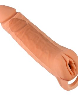 QuenchJoy Pennis Extender with Cock Ring Male Masturbator Sex Toys Cock Sleeve Realistic Pocket Pussy Adult Toys for Couples Men Women