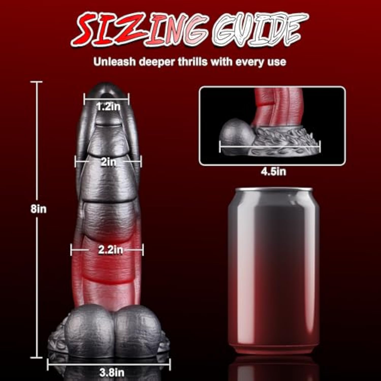 8'' Fantasy Dragon Dildo with Balls, Monster Dildo Huge Thick Horse Dildo | Silicone Creature Dildos with Suction Cup, Giant Alien Cock Girthy Ribbed Anal Toy, Curved Sex Toys for Man Women Couple