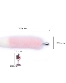 Ooiixx Butt Plug Fox Tail Cosplay Anal Plug Anal Butt Plug Adult Sex Toys for Beginner Women Men Couple (18″ Pink-White)