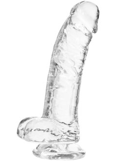 Realistic Dildo G Spot Stimulator- 8.2″ Big Dildos with Suction Cup Adult Sex Toy for Women/Men/Gay, Flexible Clear Dildo for Women with Curved Shaft & Balls for Vaginal G-Spot &Anal.