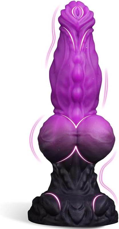 Fantasy Dildo with Suction Cup – Green-Pink Neon Realistic Dong for Vagina, Anal Play – Adult Fantasy Toy for Women, Men, Couples (9.1")