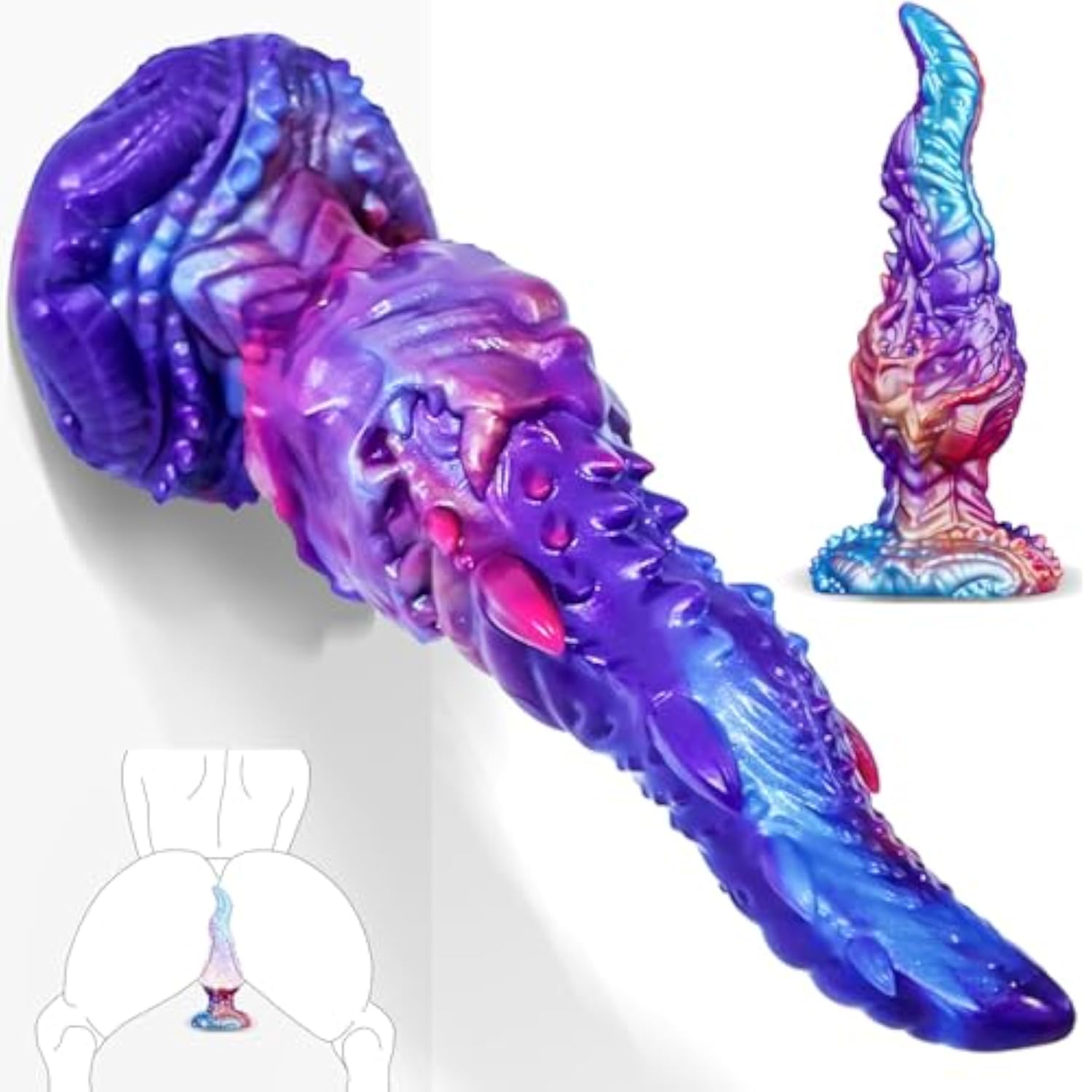 Dragon Tongue Dildo Sex Toy, 8.3'',2.4'' Thick G-Spot Massager, Silicone Anal Plug with Powerful Suction Cup, Silicone Butt Plug Anal Dildos for Women and Men, Prostate Massager Sex Toy for Adults