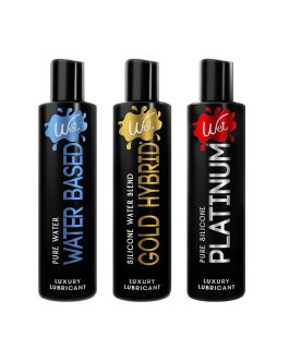 Wet Assortment Sampler 3-Pack Luxury Collection Silicone, Water-Based, and Hybrid Lubes for Men, Women, and Couples | Paraben-Free, Gluten-Free, Stain-Free, Travel-Friendly, 1 fl oz Each