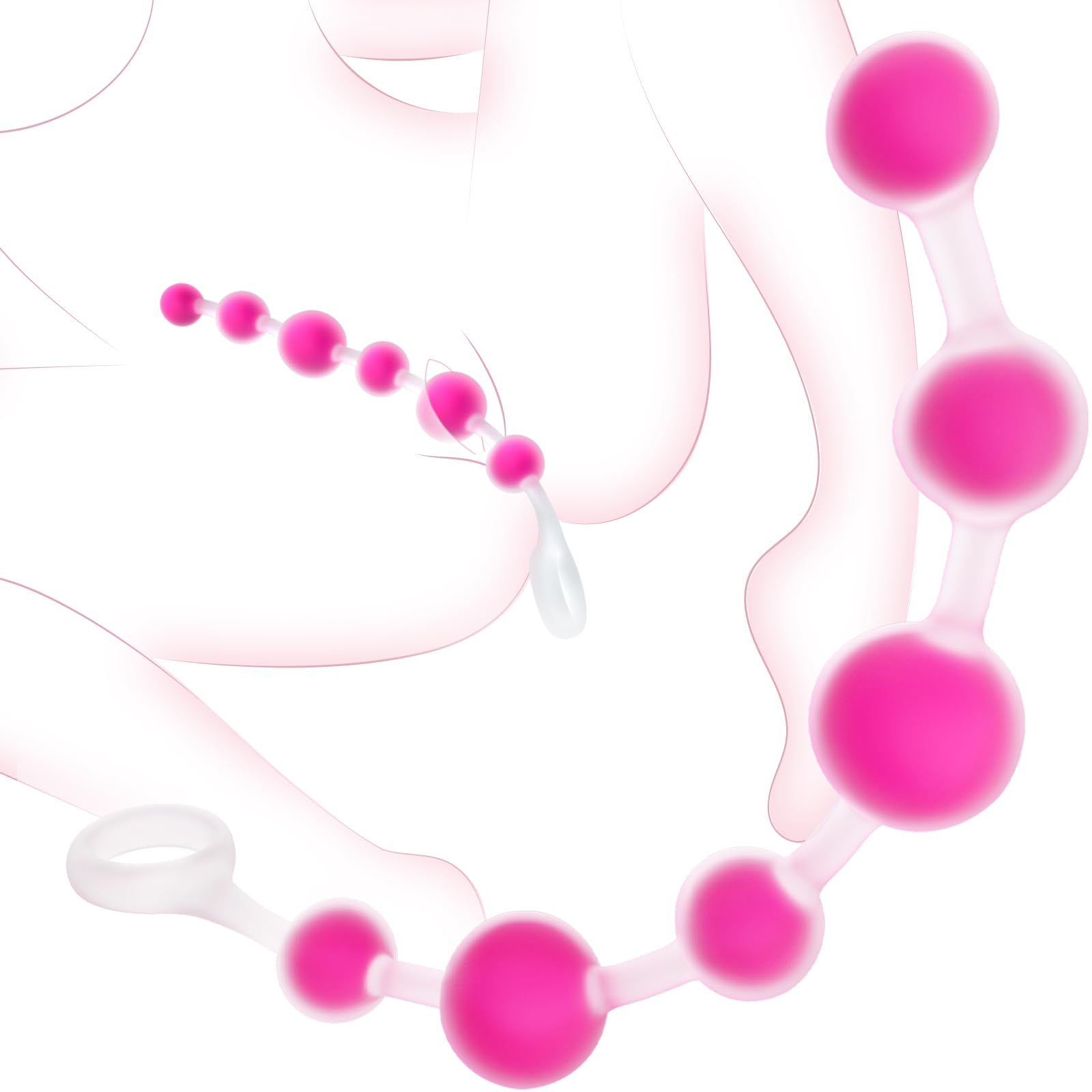 Anal Beads Butt Plug Sex Toys, IMOTANI Flexible Silicone Butt Plug Prostate Massager Anal Toys with 6 Beads, Adult Toys Anal Trainer with Pull Ring Design, Sex Toy for Men Women Couples