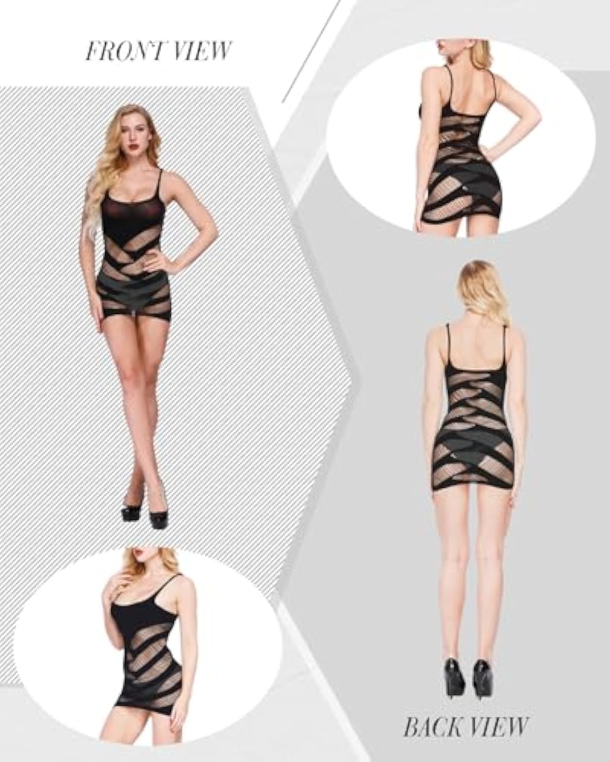 12 Pack Fishnet Lingerie Bodysuit Set for Women, Mesh Body Suit Lace Body Stockings Nightwear Outfit Cloth