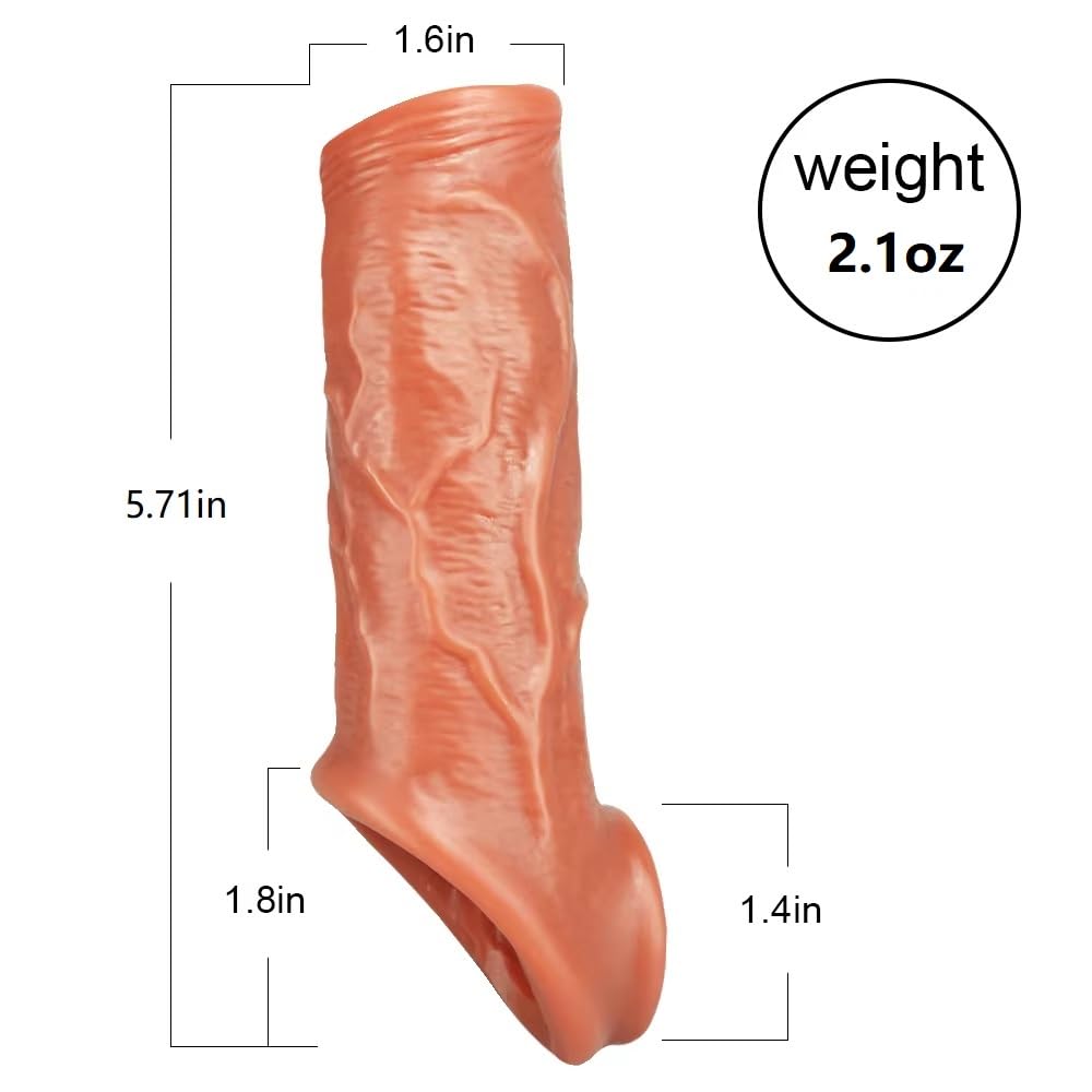 Realistic Cock Sleeve Penis Enlargers for Adults Men, Reusable Cock Sheath Silicone Penis Enlarger, Delay Ejaculation Stronger Erection Male Sex Toys Penis Stretcher Dick Enlarger Girth Enhancer