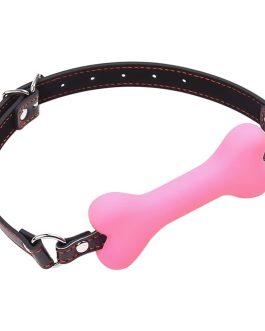 Romi Bondage Silicone Leather Dog Bones Gag Mouth Pet Bone Bite Ball Gag BDSM Fetish Slave Restraints Sex Toys (Pink)