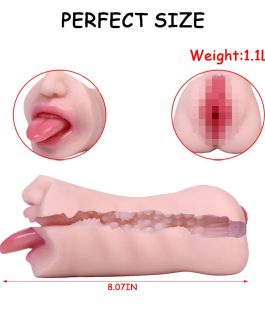 2 in 1 Realistic Male Masturbators with Pocket Pussy Vigina and Mouth,Lifelike Sex Doll with Face,TPE Portable Adult Sex Love Toy,Male Stroker for Masturbation,Deep Throat Oral for Gay Men
