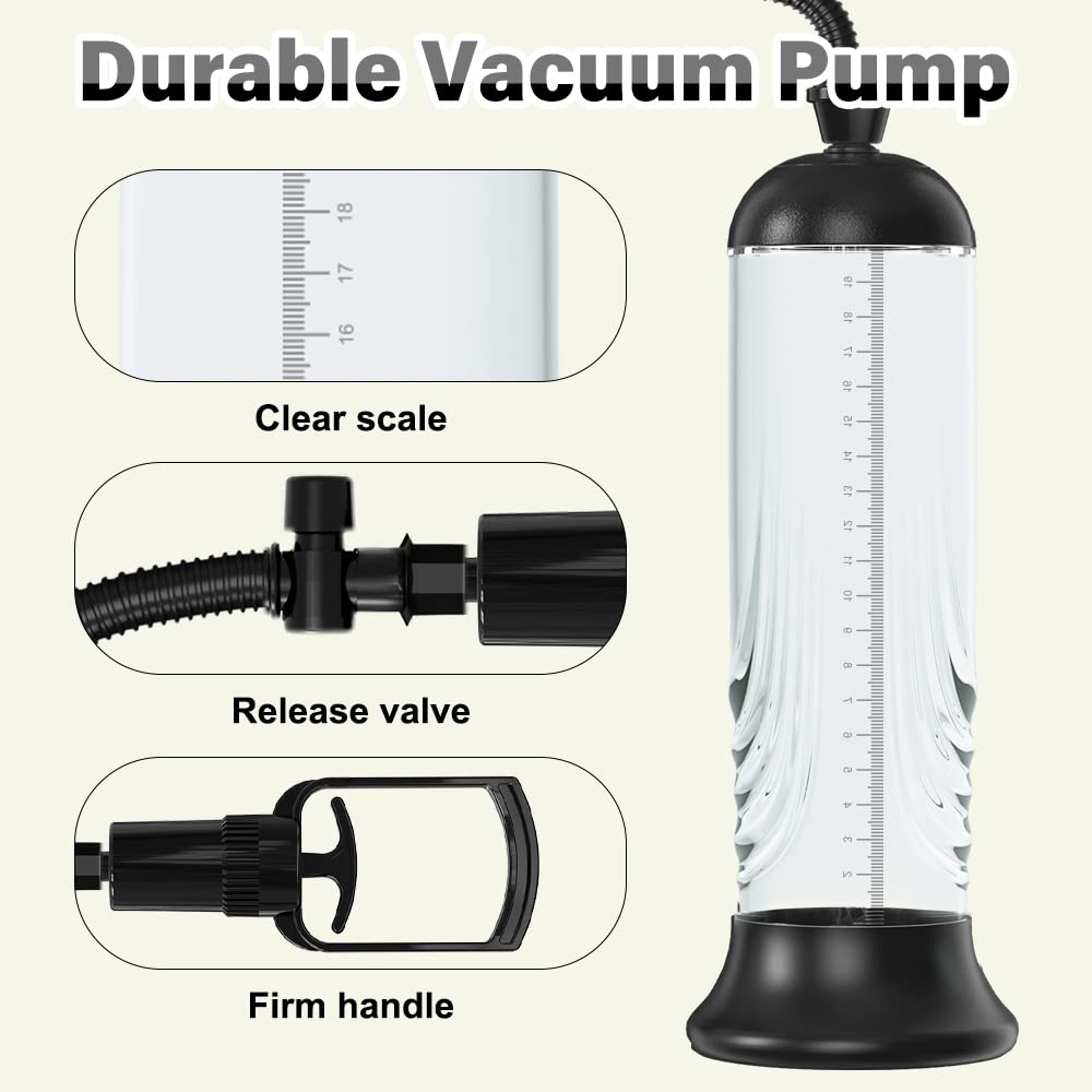 Penis Vacuum Pump, Manual Penis Enlarger Enlargement Extend Pump Air Pressure Device, Adult Male Sex Toys for Men Stronger Bigger Erections with Pocket Pussy & 3pcs Suction Sleeves