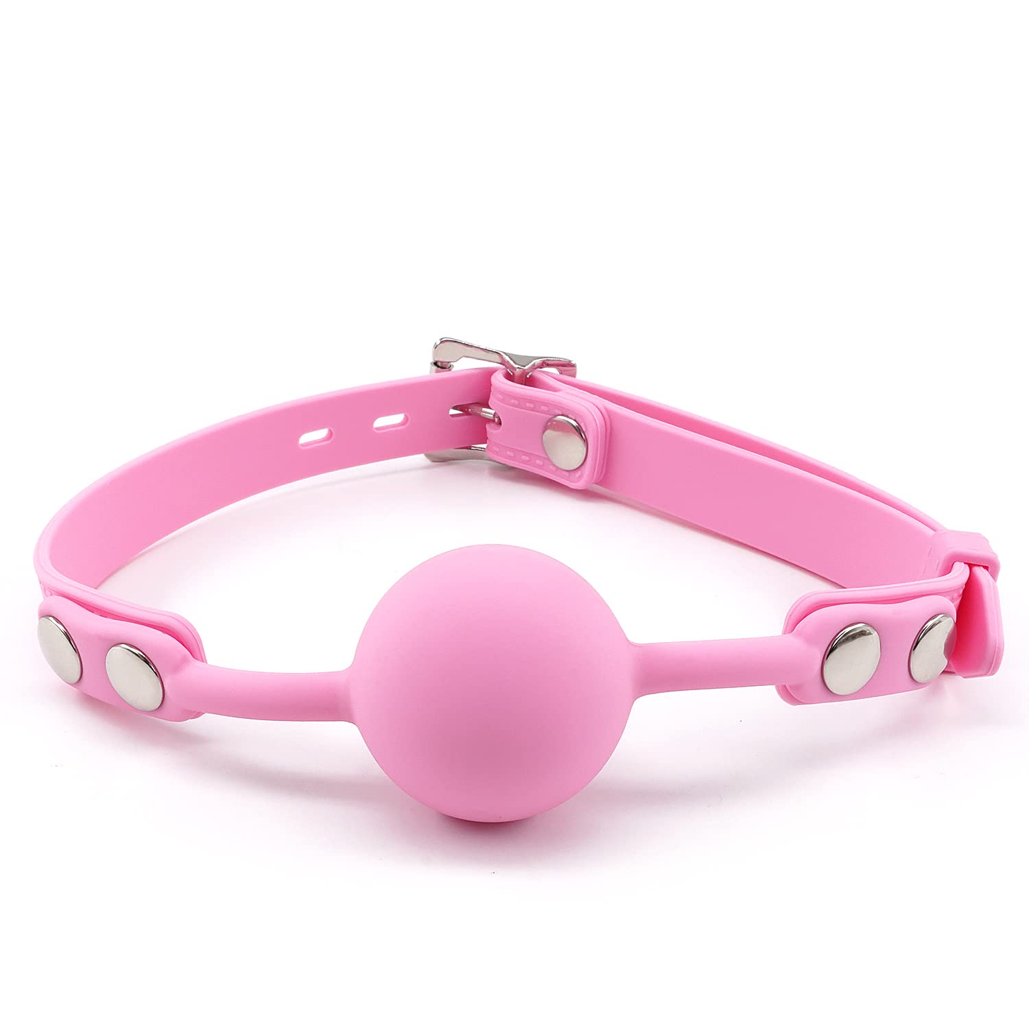 Women Pink Silicone Bondage Ball Gag for Sex Games, Silicone Sex Toys Open Mouth SM Bite Gag, Bondage Restraints Sex Gag Muzzles for SM Games (Pink-1)