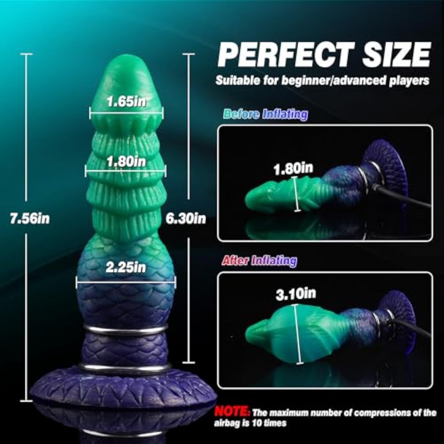 Monster Dildo Inflatable Fantasy Dildo with Adjustable Thickness, Huge Horse Dildos Inflatable Butt Plug Thick Anal Dildos with Strong Suction Cup, Adult Toys for Women Men