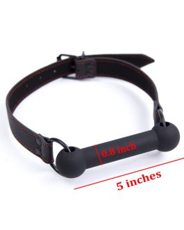 CLROY® Leather Bondage Toys Faux Leather Open Mouth Gag with Silicone Bar, Bondage Restraints Bite Gag Adult Sex Toys (Color-1)