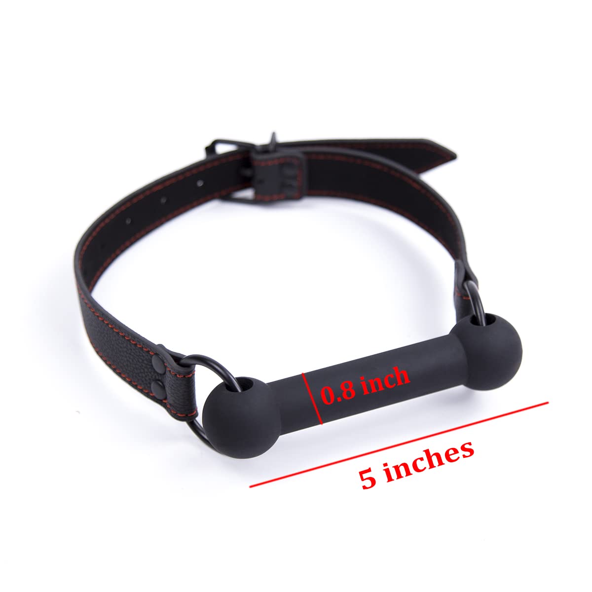CLROY® Leather Bondage Toys Faux Leather Open Mouth Gag with Silicone Bar, Bondage Restraints Bite Gag Adult Sex Toys (Color-1)