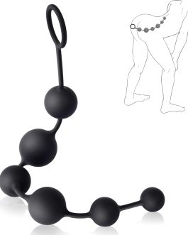 Anal Beads Butt Plug Sex Toys – Anal Plug with Insertable Silicone Safe Beads Prostate Massager Sex Toys with Different Balls Anal Toy Trainer Anal Plug for Men Women Couples Anus BDSM Play | 6 Balls