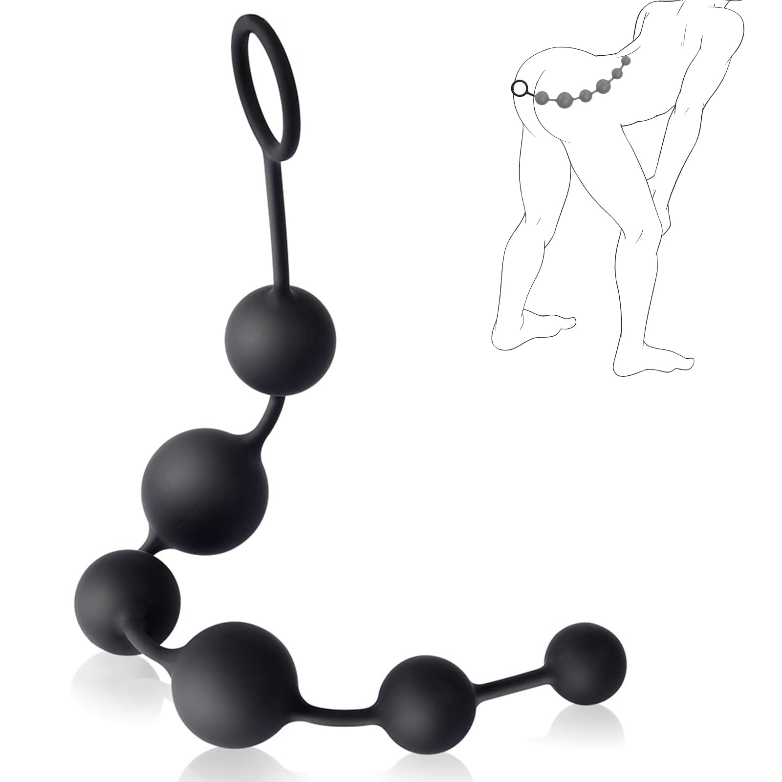Anal Beads Butt Plug Sex Toys - Anal Plug with Insertable Silicone Safe Beads Prostate Massager Sex Toys with Different Balls Anal Toy Trainer Anal Plug for Men Women Couples Anus BDSM Play | 6 Balls