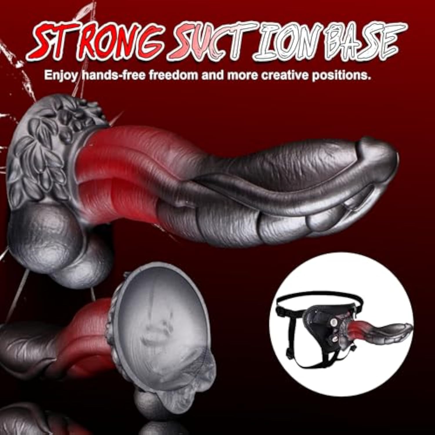 8'' Fantasy Dragon Dildo with Balls, Monster Dildo Huge Thick Horse Dildo | Silicone Creature Dildos with Suction Cup, Giant Alien Cock Girthy Ribbed Anal Toy, Curved Sex Toys for Man Women Couple