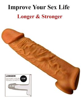 Realistic Penis Sleeve, Reusable Penis Enlargement Silicone Cock Sleeve Enlarger with Thickened Testicle Penis Ring Sex Toys for Men, Delay Ejaculation Enhance Erection Extender Male Couples Adults