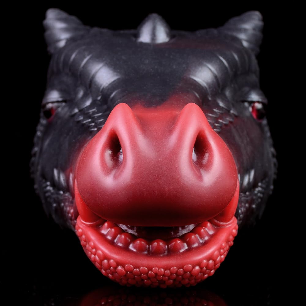 Male Masturbators Red Dragon Head Oral Sex Deep Throat Blow Job Stroker for Men Orgasm Silicone Pocket Pussy Sucking Toy Lifelike Animal Masturbater Cup with Teeth for Men BDSM Toy