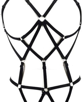 Women Harness Cupless Cage Bra Set Elastic Lingerie for Women Adjustable Hollow Out Strappy Set Sexy Strap Belt
