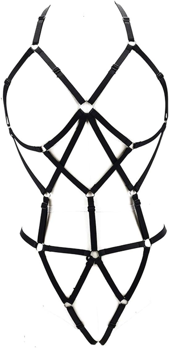 Women Harness Cupless Cage Bra Set Elastic Lingerie for Women Adjustable Hollow Out Strappy Set Sexy Strap Belt