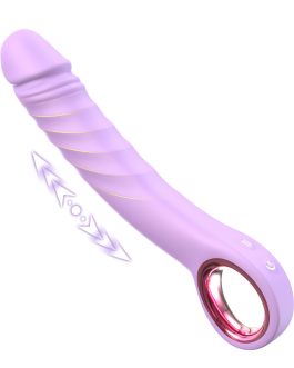 KFAKA Thrusting Vibrator Dildo, 7 Pulsation & 7 Vibration Modes Sex Toy, Rechargeable Silicone G-Spot Adult Toys with Handle Ring, 8.3″ Waterproof Realistic Dildos for Women, Men & Couples (Purple)