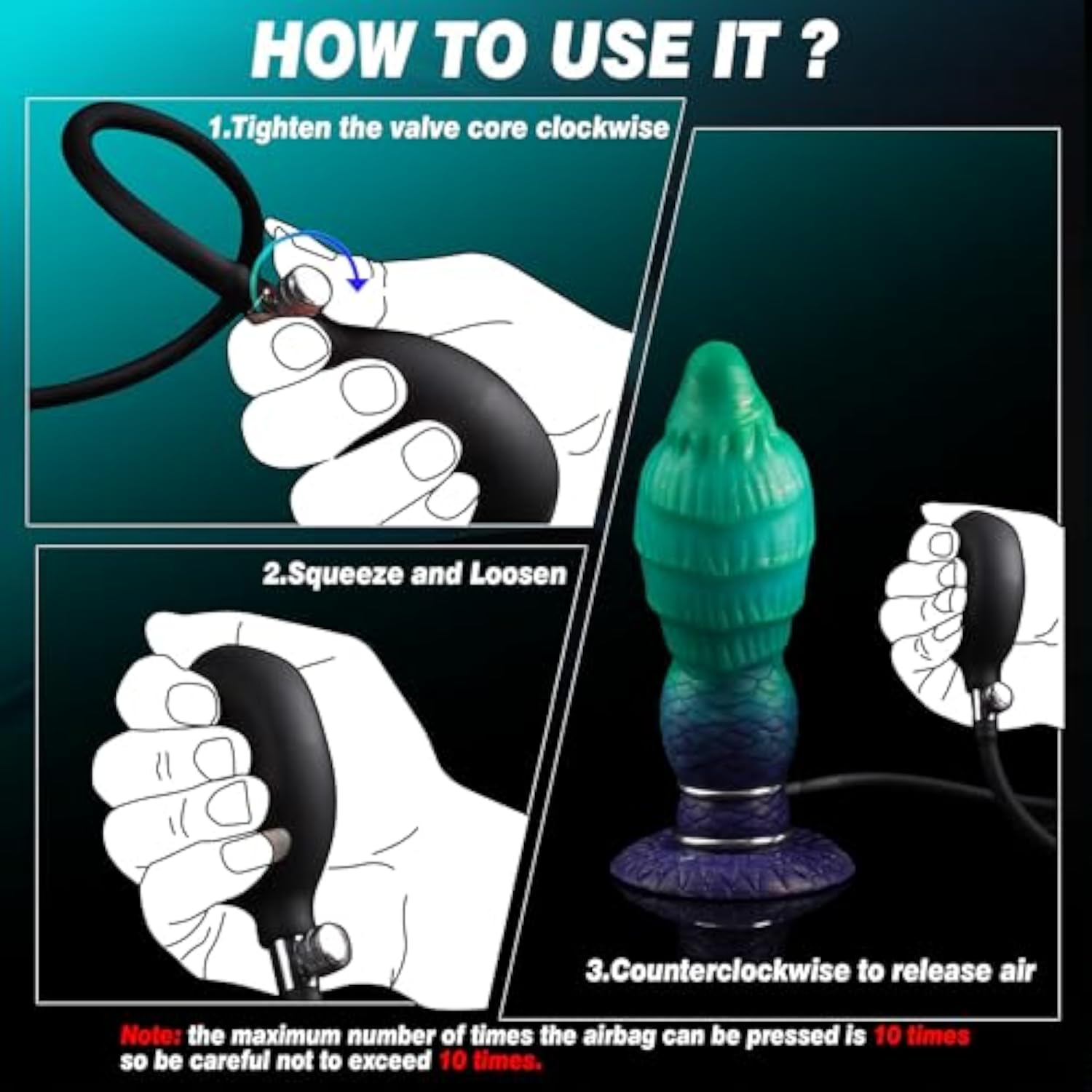 Monster Dildo Inflatable Fantasy Dildo with Adjustable Thickness, Huge Horse Dildos Inflatable Butt Plug Thick Anal Dildos with Strong Suction Cup, Adult Toys for Women Men