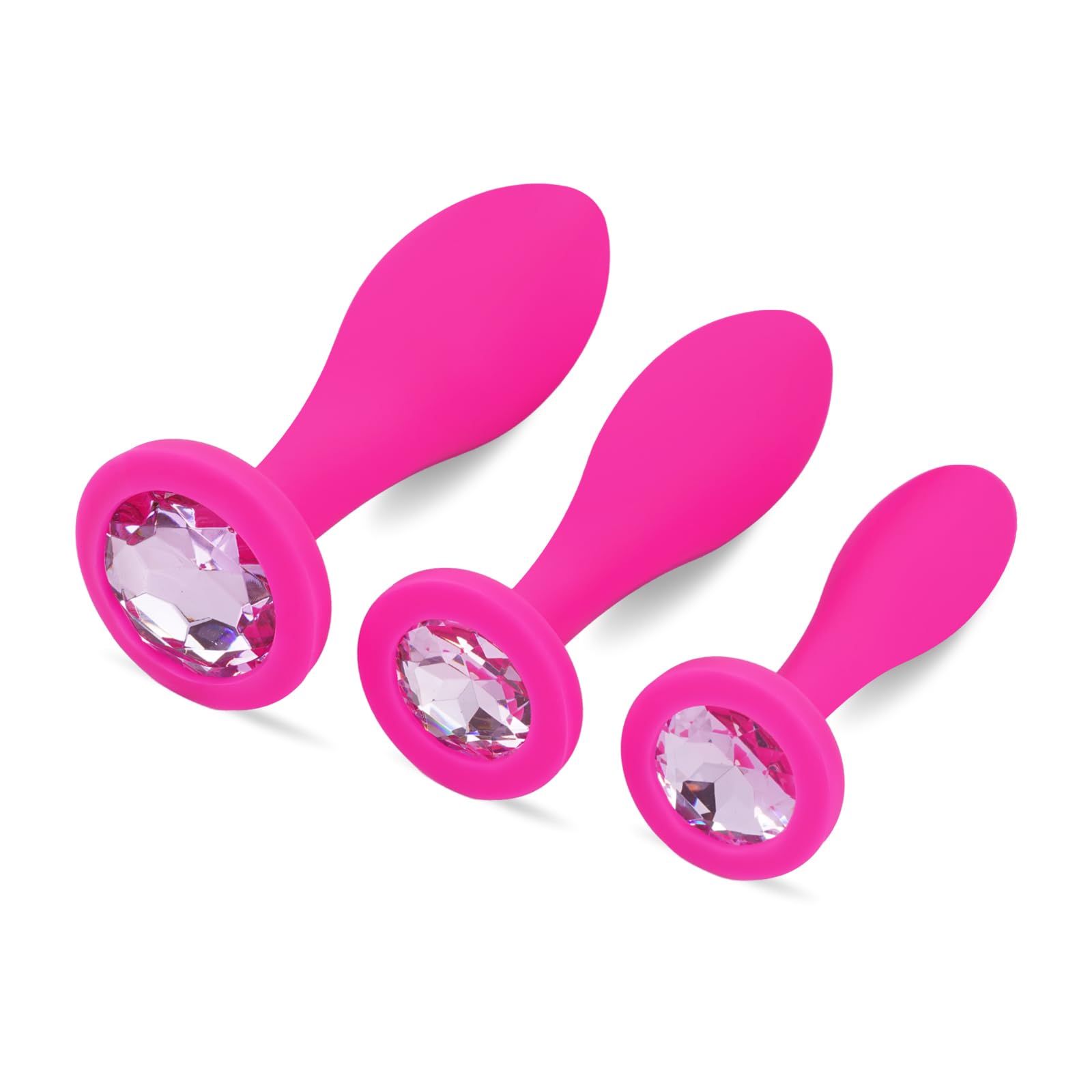 Anal Plug Anal Sex Toys,3pcs Butt Plug Jeweled Anal Plugs Silicone Anal Toys Anal Training Kit Adult Sex Toys Games Butt Plug,Personal Sex Toy for Adult Women,Men and Couples (Pink)