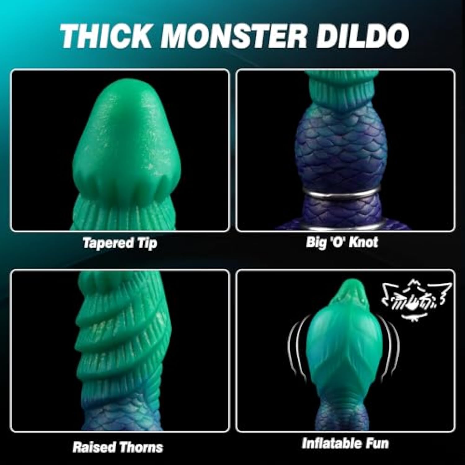 Monster Dildo Inflatable Fantasy Dildo with Adjustable Thickness, Huge Horse Dildos Inflatable Butt Plug Thick Anal Dildos with Strong Suction Cup, Adult Toys for Women Men