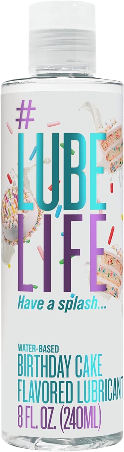 LUBELIFE Water-Based Birthday Cake Flavored Lubricant, Personal Lube for Men, Women and Couples, Made Without Added Sugar, 8 Fl Oz