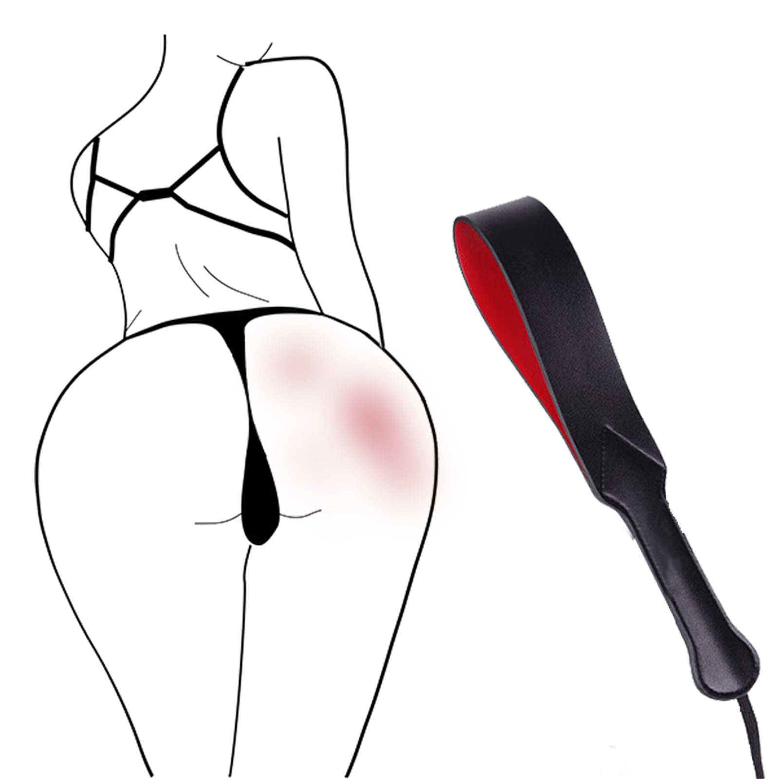 Spanking Paddle, BDSM Sexual Abuse Double Hand Clap Porn Whip for Adult Couples Games, Artificial Leather Sex Toy Suitable for Role Play Bed Bondage Sex Play