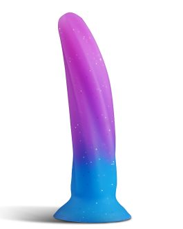 Soft 6-Inch Silicone Dildo with Suction Cup – Slim G-Spot & Prostate Toy for Beginners, Small Fantasy Anal & Butt Plug for Men and Women, Purple Blue